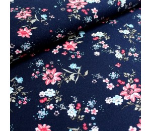 Biojersey Stoffonkel Blütentraum dunkelblau